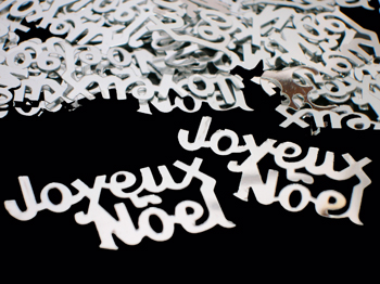 Joyeux Noel Silver Confetti, Merry Christmas in French